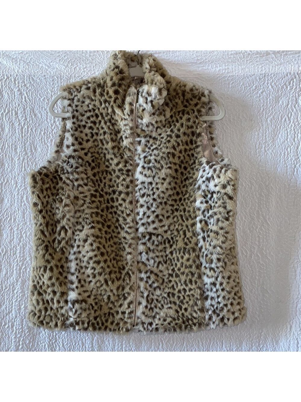 Coldwater Creek Faux Fur Animal Print Mob Wife Chic Glam Vest